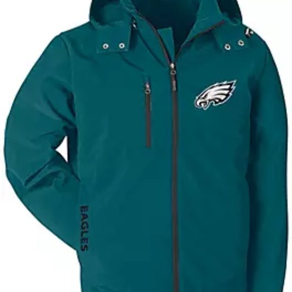 NWT XL NFL.com Philadelphia Eagles‎ Soft Shell Zipper Coat with Removable Hood - Picture 2 of 16